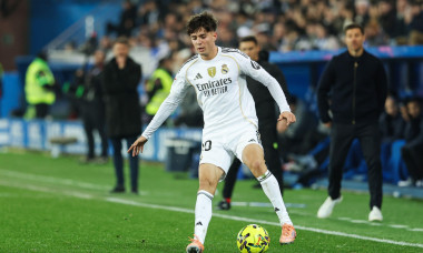 Victor Valdepenas of Real Madrid during the Spanish championship LaLiga football match between Deportivo Alaves and Real Madrid on 14 December 2025 at Mendizorroza Stadium in Vitoria, Spain