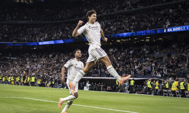 Gonzalo García of Real Madrid CF celebrates after scoring a goal during a La Liga match between Real Madrid and Real Betis at the Santiago Bernabeu Stadium, in Madrid, Spain (Photo by Ricardo Nogueira/Sports Press Photo)