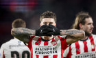 EINDHOVEN - (L-R) Dennis Man of PSV Eindhoven celebrates scoring the 5-1 goal during the Dutch Eredivisie match between PSV Eindhoven and Excelsior at the Phillips Stadium on January 10, 2026, in Eindhoven, Netherlands. BART STOUTJESDIJK / ANP