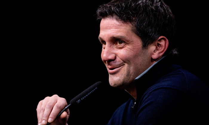 DORTMUND, GERMANY - JANUARY 28: FC Internazionale head coach Cristian Chivu attends a press conference after the UEFA Champions League 2025/26 League Phase MD8 match between Borussia Dortmund and FC Internazionale Milano at BVB Stadion Dortmund on January