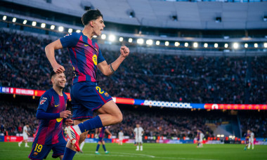 FC Barcelona player (22) Marc Bernal celebrates his score during LaLiga EA Sports match between FC Barcelona and RCD Mallorca in Spotify Camp Nou, Barcelona, Spain, on February 7, 2026.