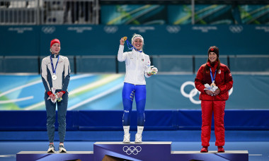 Milano, Italy. 07th Feb, 2026. Lollobrigida Francesca (Italy), Olympic Champion with Olympic Record, Maltais Valerie and Wiklund Ragne, Womes Speed Skating 3000m, Milano Cortina 2026 Olympic Games, 07-02-2026 Credit: HMB Media/Alamy Live News