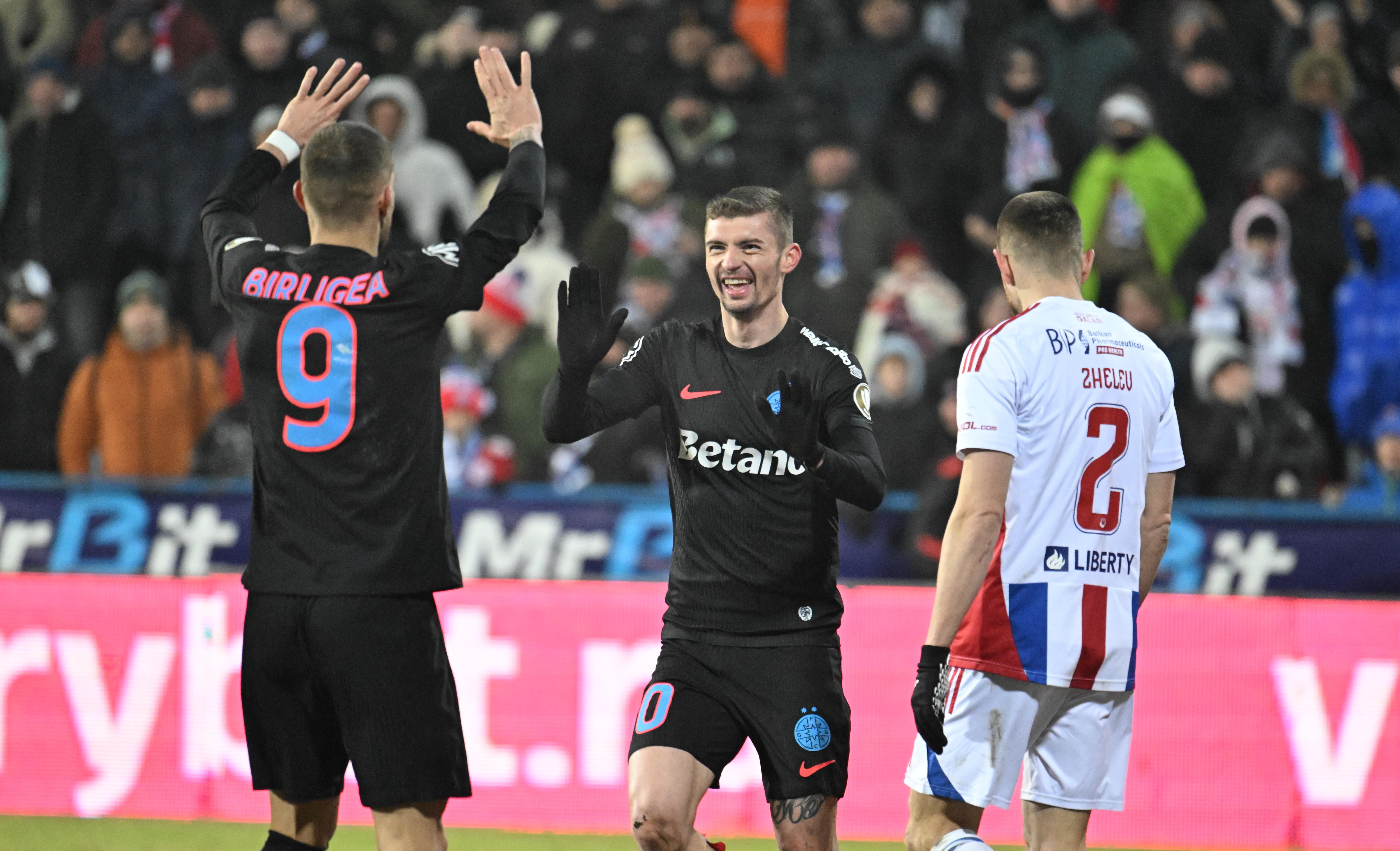 Oțelul - FCSB 1-4. Campioana s-a impus la scor și s-a apropiat la două puncte de play-off! Gălățenii, pe 10