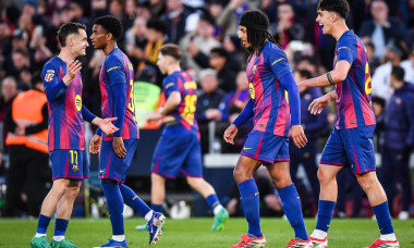 Marc BERNAL of Barcelona celebrate his goal with teammates during the Spanish championship LaLiga football match between FC Barcelona and RCD Mallorca on 7 February 2026 at Camp Nou stadium in Barcelona, Spain