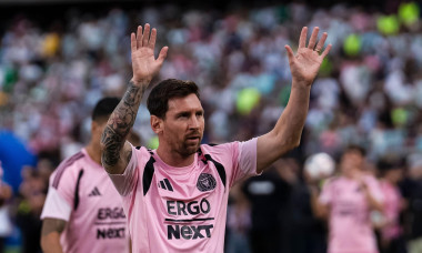 Medellin, Colombia - January 31: Lionel Messi of Inter Miami greets the fans during the warm-ups prior to a friendly match between Atletico Nacional and Inter Miami at Estadio Atanasio Girardot on January 31, 2026 in Medellin, Colombia. Photo by: Camila O