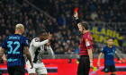 Red card Pierre Kalulu in the Serie A match between Fc Internazionale and Fc Juventus at the Giuseppe Meazza Stadium in Milano, Italy, on February 14, 2026