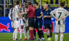 pierre kalulu takes a red card and protests against referee la penna during serie A match FC Internazionale vs Juventus FC serie A - Milan february 14 2026 Credit: Christian Santi/Alamy Live News