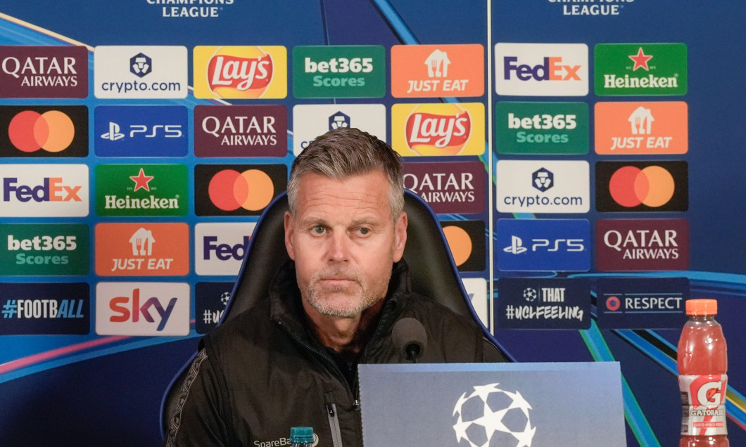 Milan, Italy 20260223. Bodø/Glimt's Jens Petter Hauge and coach Kjetil Knutsen during the press conference at the San Siro stadium before the match between Inter Milan and Bodø/Glimt. Photo: Terje Pedersen / NTB This text is auto translated