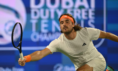 DUBAI, UAE, 24th February 2026. Action from the Round of 32 match between defending champion Greek Stefanos Tsitsipas &amp;amp; French Ugo Humbert at the ATP 500 Dubai Duty Free Tennis Championships.Ugo Humbert won 6-4, 7-5 Credits: Faiz Khan/ Alamy Live News