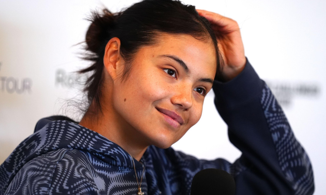 Emma Raducanu during a press conference on day one of the Rothesay Open at Lexus Nottingham Tennis Centre, Nottingham. Picture date: Monday June 10, 2024.