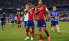 GER: Spain v France. UEFA EURO, EM, Europameisterschaft,Fussball 2024 Rodri Hernandez, Fermin Lopez and Lamine Yamal of