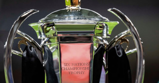 Villeneuve-d'Ascq, northern France, on February 22, 2026. General view of the Six Nations Championship trophy during the Six Nations international rugby union match between France and Italy at the Stade Pierre-Mauroy in Villeneuve-d'Ascq, northern France,