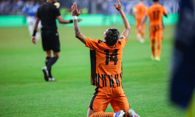 Poznan 12.03.2026 Sport Pilka nozna Liga konferencji UEFA Sezon 2025/2026 1/8 finalu mecz: Lech Poznan - Szachtar Donieck — Football UEFA Conference league Season 2025/2026 round of 16 match game: Lech Poznan - Shakhtar Donetsk nz Isaque Silva, radosc b