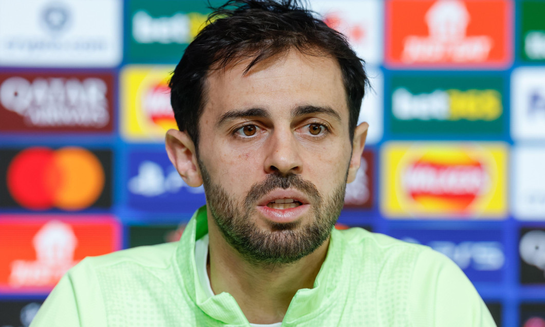 Bernardo Silva of Manchester City speaks with the media during the press conference/training at the Academy Stadium, Manchester. Picture date: 16th March 2026. Picture credit should read: Cody Froggatt/Sportimage Credit: Sportimage Ltd/Alamy Live News