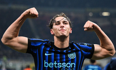 Francesco Pio Esposito of Inter FC celebrating after a goal during the Italian Serie A football match between Inter FC and US lecce on January 14th, 2026 at Giuseppe Meazza San Siro Siro stadium in Milan, Italy. Photo Tiziano Ballabio