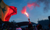 Dakar, Senegal. 14th Jan, 2026. Supporters celebrate Senegal's victory over Egypt in the semi-finals of the Africa Cup of Nations on 14 January 2026 in the fan zone set up at the Renaissance Monument in Dakar, Senegal. - 14/01/2026 - Senegal/Dakar Distric