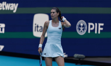 Miami, Florida, United States. 23rd Mar 2026. Sorana Cîrstea during her match against Coco Gauff at the Hard Rock Stadium for Women’s Singles Round of 16. Credit: Crystal Li/Alamy Live News