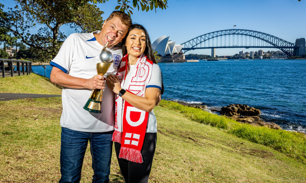 Steve McClaren look-a-like turns up in Oz to support the Lionesses - after travelling to watch eight men's tournaments