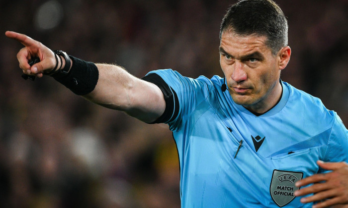 Referee Istvan KOVACS during the UEFA Champions League, Quarter-finals, 1st leg football match between FC Barcelona and Atletico de Madrid on 8 April 2026 at Camp Nou stadium in Barcelona, Spain