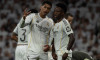 Madrid, Spain. 10th Apr, 2026. Vinícius Jr. (R) and Jude Bellingham (L) of Real Madrid seen in action during the EA SPORTS La Liga 2025-2026 match between Real Madrid and Girona FC, played at the Santiago Bernabéu Stadium. Final score: Real Madrid 1 - Gir