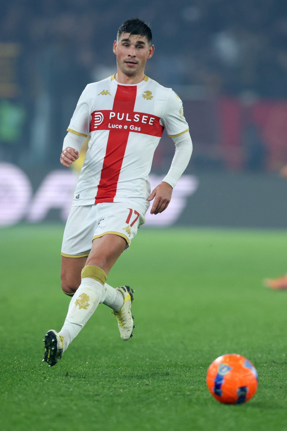 Ruslan Malinovskyi of Genoa C.F.C. seen in action during the Serie A Enilive 2025-2026 football match between AS Roma and Genoa CFC at Olympic Stadium. Final scores; AS Roma 3-1 Genoa CFC.