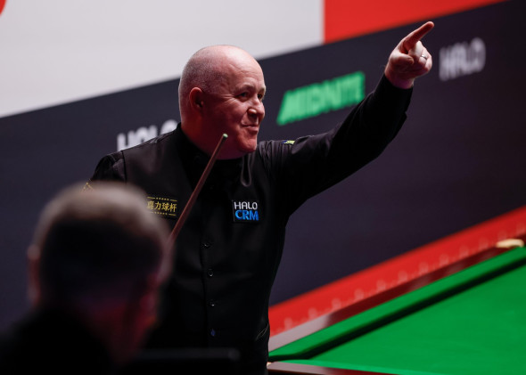 Sheffield, UK. 27th Apr, 2026. John Higgins celebrates his victory following the John Higgins vs Ronnie O'Sullivan Halo World Championship 2026 match at The Crucible, Sheffield. Picture credit should read: Cody Froggatt/Sportimage Credit: Sportimage Ltd/A