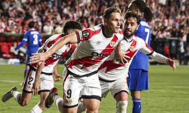 UEFA Conference League 2025 26 semifinals first match between Rayo Vallecano and Racing de Strasbourg at Vallecas Stadium in Madrid.