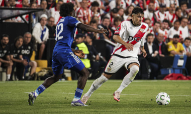 UEFA Conference League 2025 26 semifinals first match between Rayo Vallecano and Racing de Strasbourg at Vallecas Stadium in Madrid.