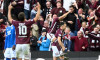 Edinburgh, Scotland, 4th May 2026. Lawrence Shankland of Hearts celebrates with the fans after scoring to make it 2-1 during the Hearts vs Rangers Scottish Premiership match at Tynecastle Park, Edinburgh. Picture credit should read: Neil Hanna / Sportimag
