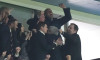 The Prince of Wales celebrates Aston Villa's third goal in the stands during the UEFA Europa League match at Villa Park, Birmingham. Picture date: Thursday May 7, 2026.