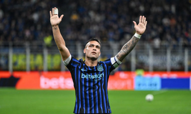 Milan, Italy. 05th Apr, 2026. Lautaro Martínez of Fc Inter celebrating after a goal during the Italian Serie A football match between Inter FC Internazionale and AS Roma on 5 of Avril 2026 at Giuseppe Meazza San Siro Siro stadium in Milan, Italy. Photo Ti
