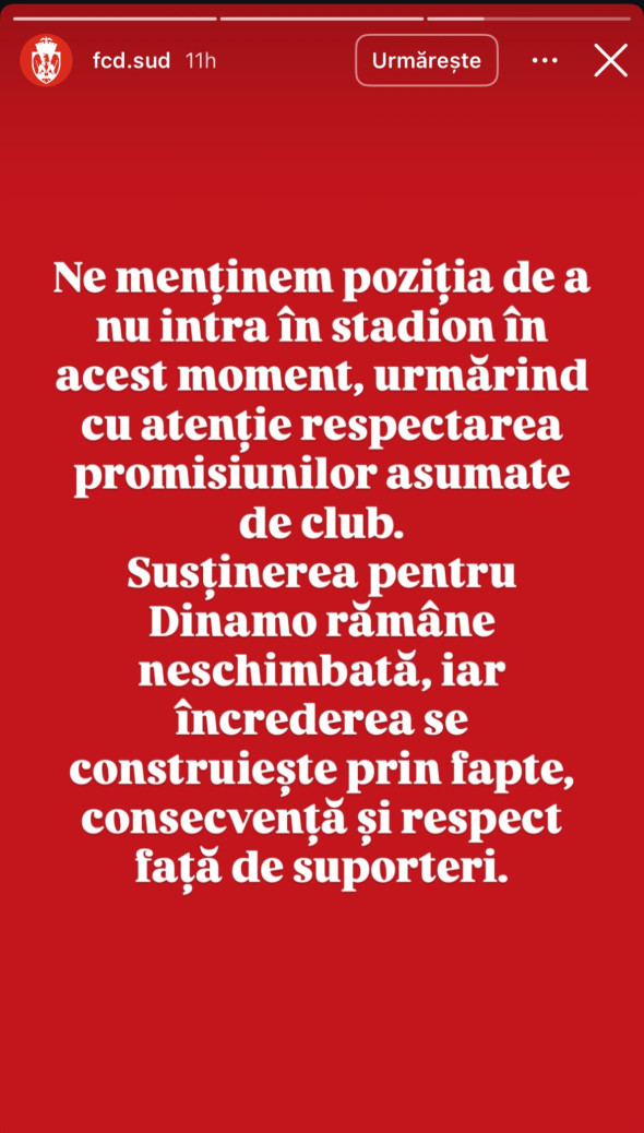 Peluza Sud mesaj