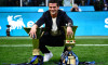 Milano, Italy. 17th May, 2026. Cristian Chivu, head coach of FC Internazionale, poses with the Trophies as he celebrates the victory of the Italian Championship at the end of the 2025/2026 Serie A football match between FC Internazionale and Hellas Verona
