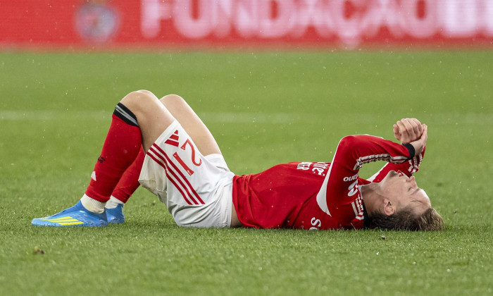 Lisbon, Portugal. 11th May, 2026. Andreas Schjelderup of SL Benfica reacts after the game during the Liga Portugal Betclic match between SL Benfica vs SC Braga at Estadio do SL Benfica on May 11th, 2026 (Photo by Joao Bravo/Sports Press Photo) Credit: SPP