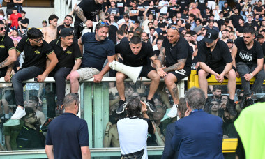 Manuel Locatelli of Juventus FC speaks to the fans ahead of the match during the Serie A match between Torino FC and Juventus FC at Stadio Olimpico Grande Torino on May 24, 2026 in Turin, Italy. (Photo by Chris Ricco)