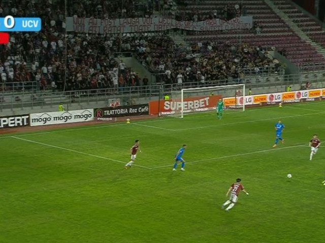 Banner-ul de protest al fanilor Rapidului