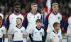 London, England, October 10th 2024: Bukayo Saka (7 England), Cole Palmer (20 England) and Anthony Gordon (11 England) du