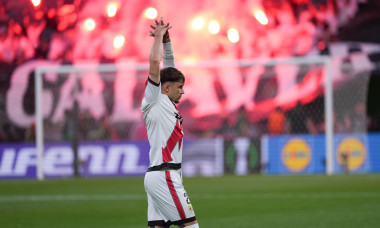 LEIPZIG, Germany. 27th May, 2026. Andrei Ratiu of Rayo Vallecano de Madrid during the UEFA Conference League Final 2026 match between Crystal Palace F.C. and Rayo Vallecano de Madrid at Leipzig Stadium on May 27, 2026 in Leipzig, Germany. Credit: SPP Spor