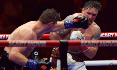 Oleksandr Usyk TKO's kickboxing champion Rico Verhoeven during 11th round of the World Boxing Council (WBC) heavyweight bout held as part of the 'Glory in Giza'