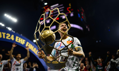 COLOGNE, GERMANY - 15 JUNE, 2025: Michael Damgaard Nielsen - The final match of TruckScout24 EHF FINAL4 Fuchse Berlin vs SC Magdeburg at Lanxess Arena