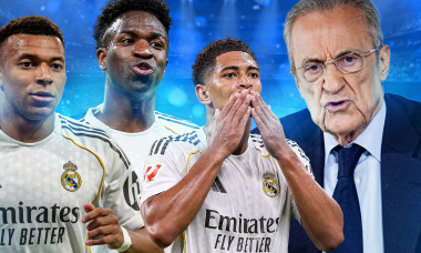 Kylian Mbappe, Vinicius Junior, Jude Bellingham & Florentino Perez / Foto: Montaj Digi Sport @Profimedia