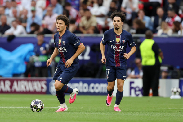 Joao Neves - Vitinha , PSG Paris Saint Germain-Arsenal Champions League Finale , Fußball , in dem Puskas Arena Stadion ,
