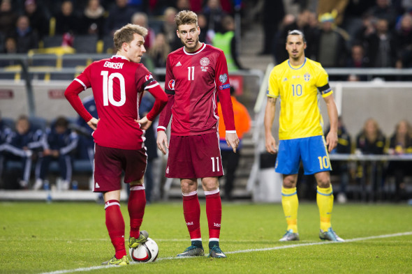 Fotboll, EM-kval, playoff, Sverige - Danmark