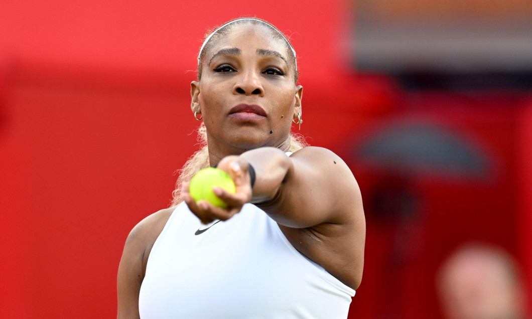 Serena Williams of America in action with her doubles partner Victoria Mboko of Canada against Nicole Melichar Martinez of America and Erin Routliffe of New Zealand - HSBC Championships 2026, Queens Club, London, UK - 9th June 2026