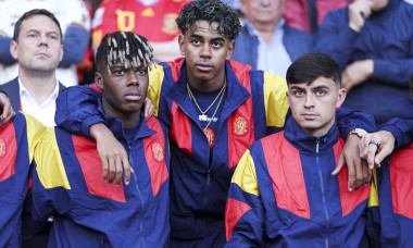 IPA85336767 - Nico Williams, Lamine Yamal and Pedri Gonzalez of Spain during the International Friendly football match between Spain and Iraq on 4 June 2026 at Estadio Municipal De Abanca Riazor in La Coruna, Spain