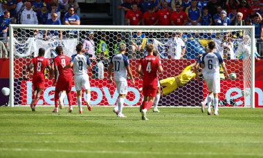 TORONTO, CANADA - 12th June 2026: Cyle Larin of Canada scores his side's first goal during the FIFA World Cup 2026 Group B match between Canada and Bosnia and Herzegovina at Toronto Stadium (Credit: Craig Mercer/ Alamy Live News)