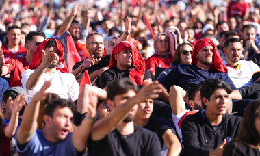 Turkish football fans gather to watch Australia v Turkiye World Cup match