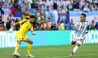 MIAMI GARDENS, FLORIDA - JULY 03: Vozinha of Cape Verde and Argentina Lautaro Martinez (22) in action during the FIFA Wo