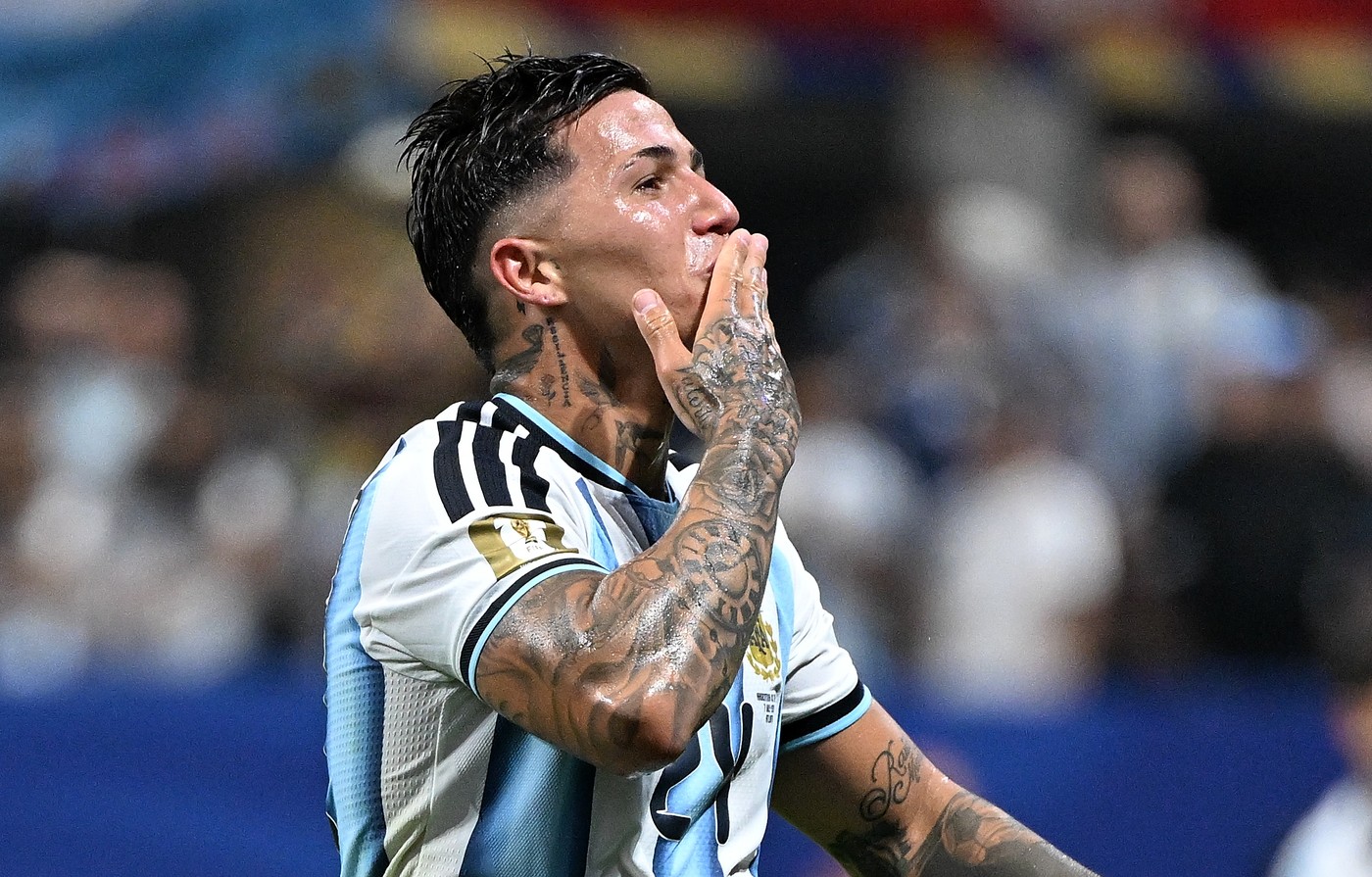 Reacția lui Enzo Fernandez, după ce a marcat golul calificării pentru Argentina în sferturile Cupei Mondiale