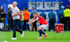 East Rutherford, New Jersey , USA 20260706. Martin Ødegaard and national team manager Ståle Solbakken and Norway celebrate after the round of 16 between Brazil and Norway during the 2026 FIFA World Cup at the New Jersey Stadium. Photo: Terje Pedersen / NT